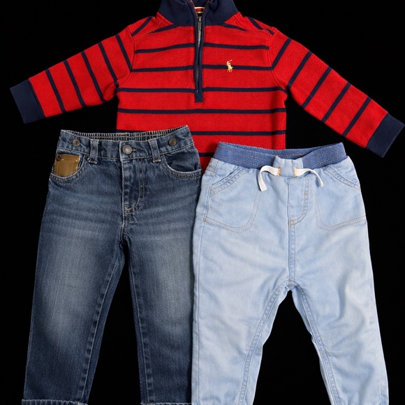 Designer Bundle- 2T POLO Quarter Zip + 12-18m jeans - Picture 7 of 11